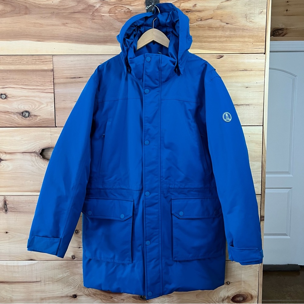 NWT Lands' End Women's Hooded Teal Blue Down Parka w/Removable Faux Fur, Size M